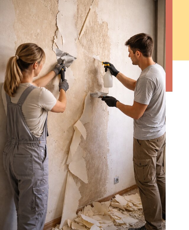 Снятие старых обоев в Усть-Лабинске от 5363 руб. под ключ недорого | ОТДЕЛОЧНИК-Улб