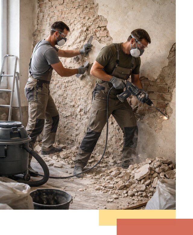 Демонтаж штукатурки со стен в Усть-Лабинске быстро и аккуратно