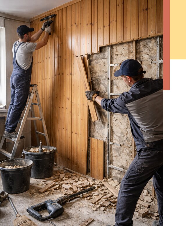 Демонтаж вагонки со стен в Усть-Лабинске от 1481 руб. — снятие, удаление, срочно | ОТДЕЛОЧНИК-Улб