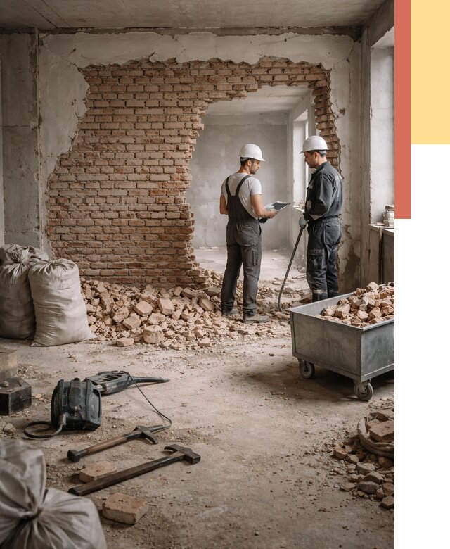 Демонтаж кирпичных стен в Усть-Лабинске от 4291 руб. — быстро, недорого, под ключ | ОТДЕЛОЧНИК-Улб