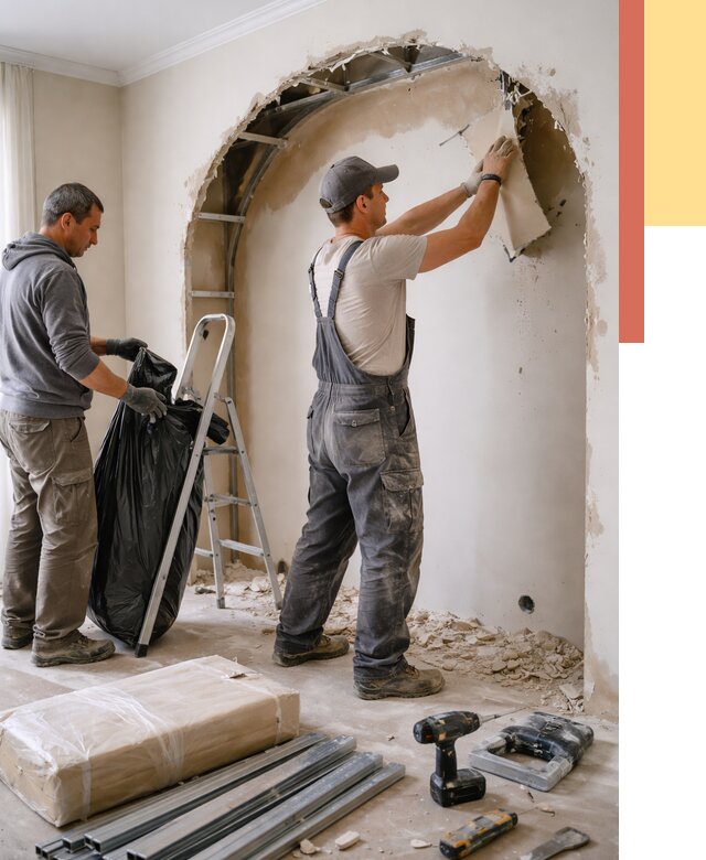 Демонтаж арки из гипсокартона в Усть-Лабинске от 3576 руб. — услуги под ключ | ОТДЕЛОЧНИК-Улб