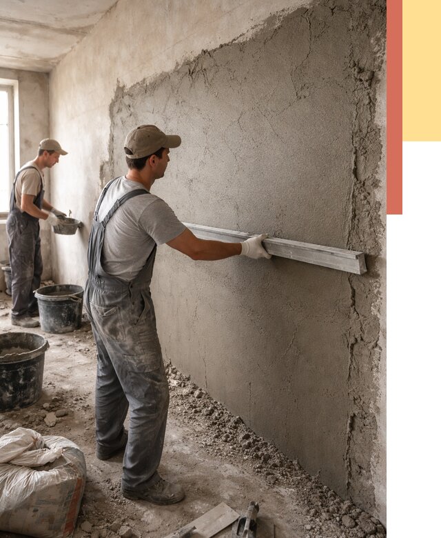 Цементная штукатурка стен в Усть-Лабинске от 4597 руб/м2 — быстро и недорого | ОТДЕЛОЧНИК-Улб