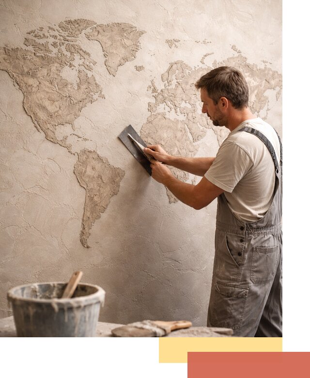 Декоративная штукатурка «Карта мира» под ключ в Усть-Лабинске