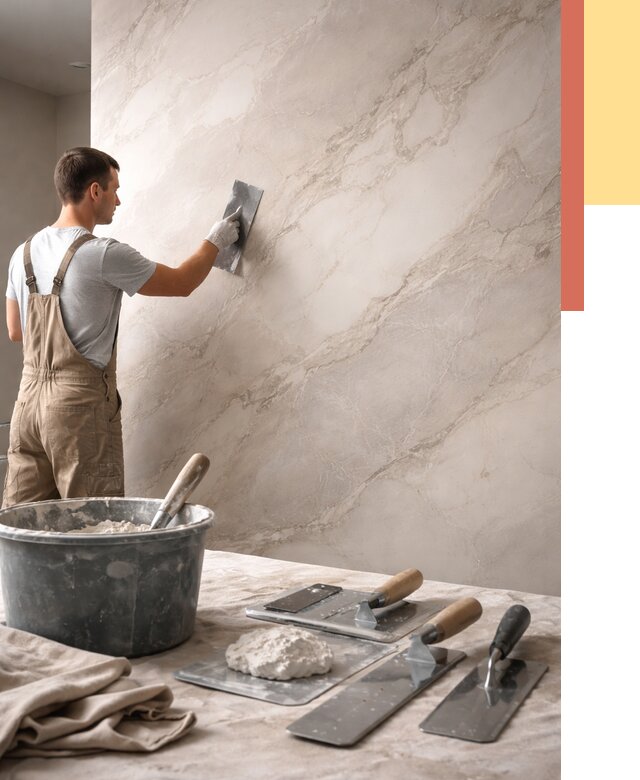 Декоративная штукатурка под мрамор в Усть-Лабинске от 2860 руб./м² — быстро и недорого | ОТДЕЛОЧНИК-Улб