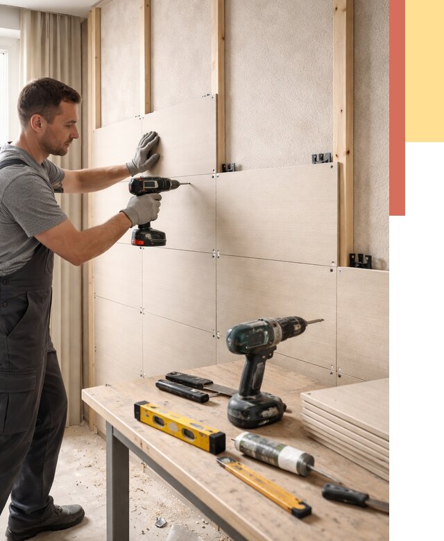 Монтаж МДФ панелей на стены в Усть-Лабинске от 1277 руб. под ключ | ОТДЕЛОЧНИК-Улб