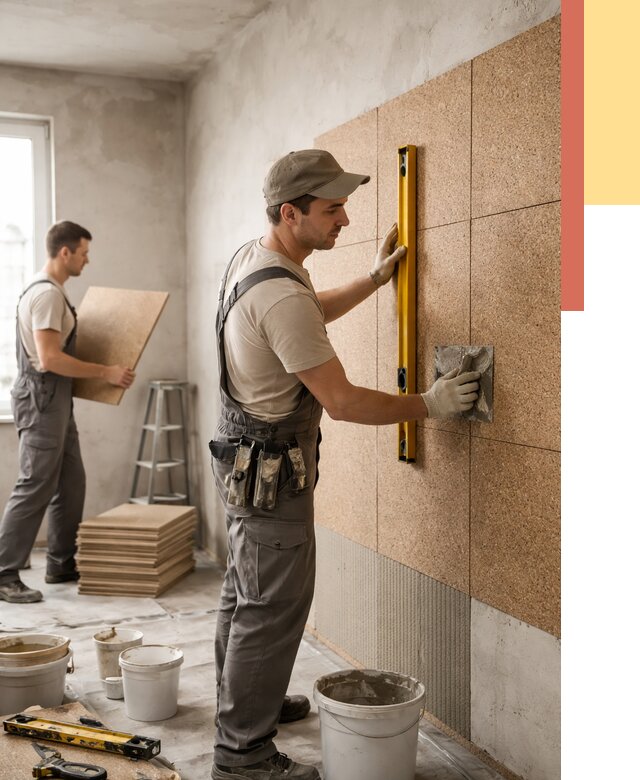 Монтаж пробковых панелей на стены в Усть-Лабинске от 3576 руб. — ОТДЕЛОЧНИК-Улб