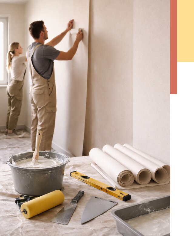 Поклейка бумажных обоев в Усть-Лабинске от 5619 руб./м2 — быстро и недорого | ОТДЕЛОЧНИК-Улб