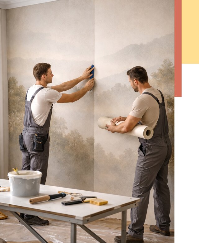 Поклейка фотообоев в Усть-Лабинске от 8684 руб/м² — быстро и недорого | ОТДЕЛОЧНИК-Улб