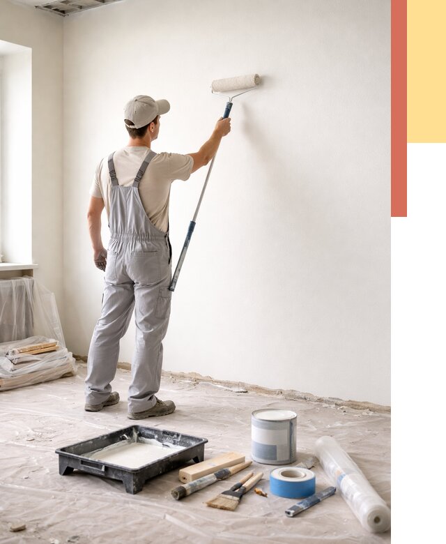 Покраска стен водоэмульсионной краской в Усть-Лабинске от 460 руб. за м² | ОТДЕЛОЧНИК-Улб