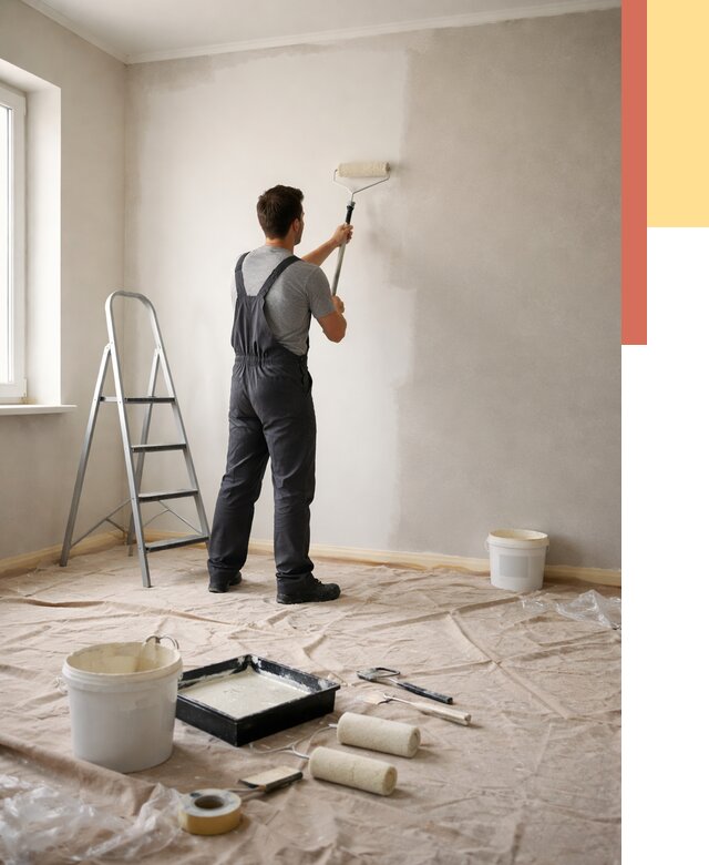 Покраска стен моющейся краской в Усть-Лабинске от 358 руб./м² — быстро и недорого | ОТДЕЛОЧНИК-Улб