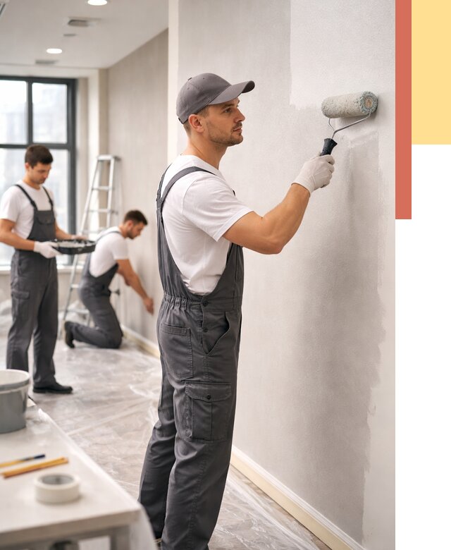 Покраска стен в офисе в Усть-Лабинске от 8684 руб. — быстро и недорого | ОТДЕЛОЧНИК-Улб