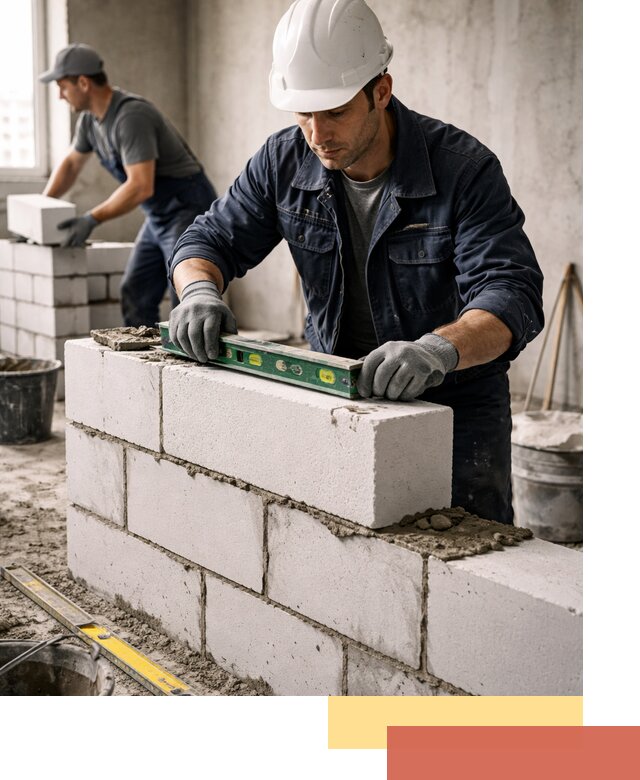 Кладка перегородок из пеноблока под ключ в Усть-Лабинске