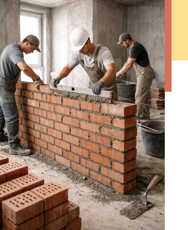 Кладка перегородок из кирпича в Усть-Лабинске от 3576 руб. за м² | ОТДЕЛОЧНИК-Улб