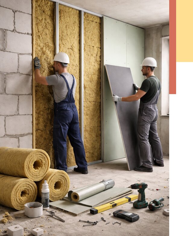 Шумоизоляция перегородок из блоков в Усть-Лабинске от 1890 руб./м² — быстро и недорого | ОТДЕЛОЧНИК-Улб