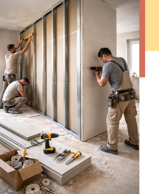 Монтаж однослойной перегородки из гипсокартона в Усть-Лабинске от 664 руб. | ОТДЕЛОЧНИК-Улб