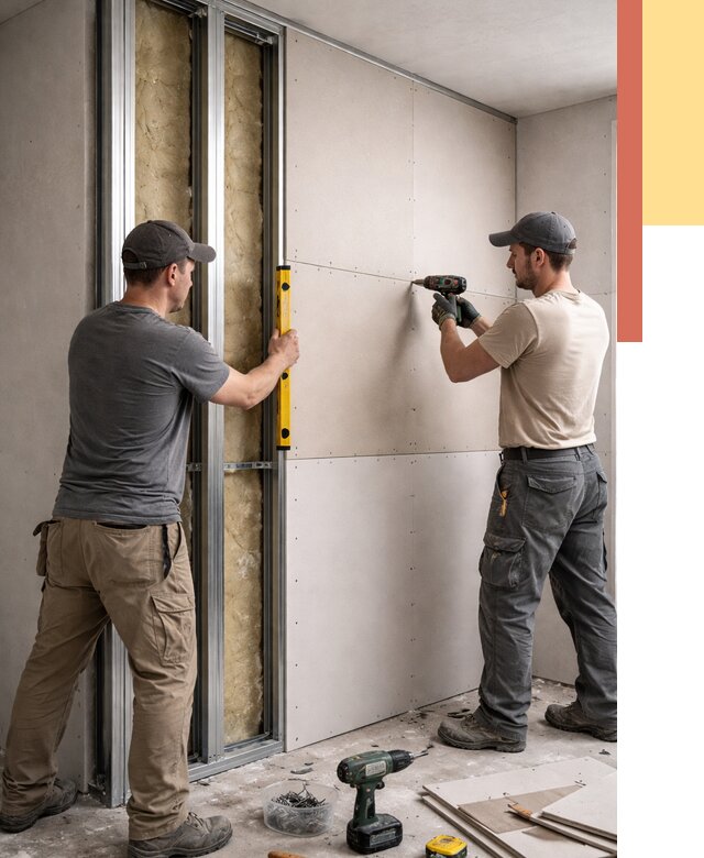 Монтаж двухслойной перегородки из гипсокартона в Усть-Лабинске от 1481 руб. | ОТДЕЛОЧНИК-Улб