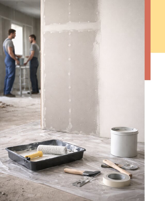 Покраска перегородок из гипсокартона в Усть-Лабинске от 4597 руб. под ключ | ОТДЕЛОЧНИК-Улб