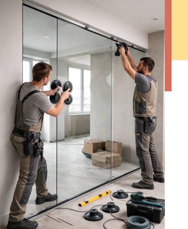 Монтаж стеклянных перегородок в Усть-Лабинске от 6640 руб. | ОТДЕЛОЧНИК-Улб