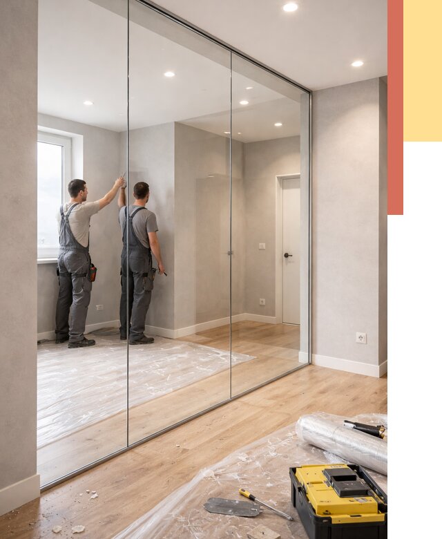 Безрамные стеклянные перегородки в Усть-Лабинске — монтаж от 9705 руб. | ОТДЕЛОЧНИК-Улб