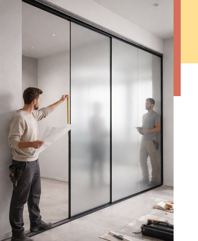 Матовые стеклянные перегородки в Усть-Лабинске от 8684 руб. — монтаж и установка | ОТДЕЛОЧНИК-Улб