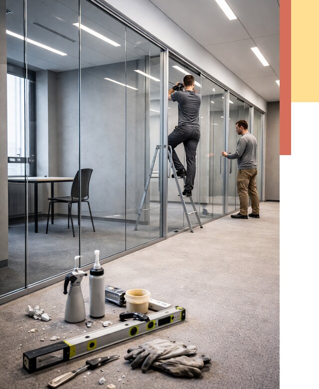 Стеклянные офисные перегородки в Усть-Лабинске от 8684 руб. — монтаж и установка | ОТДЕЛОЧНИК-Улб