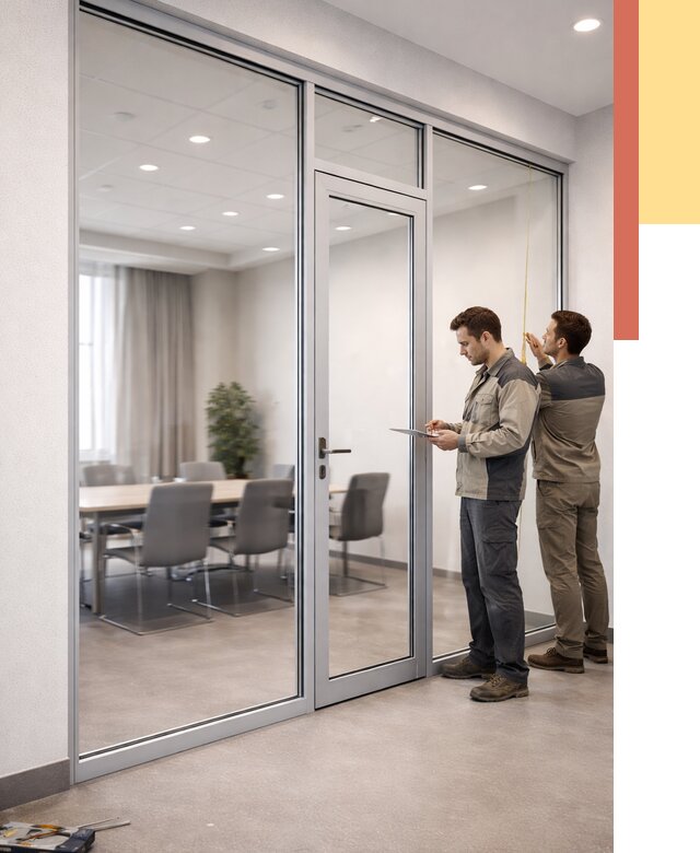 Установка и монтаж алюминиевых перегородок со стеклом в Усть-Лабинске от 8377 руб. | ОТДЕЛОЧНИК-Улб