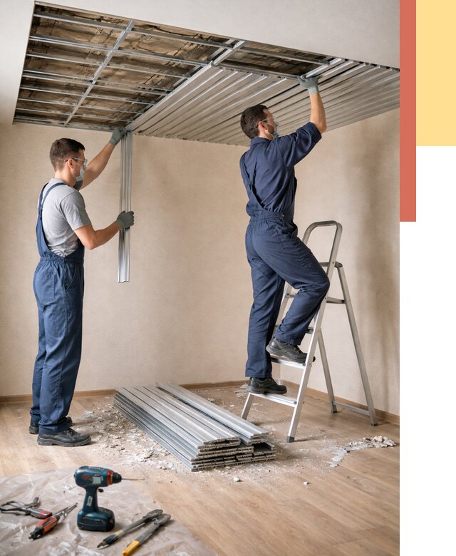 Демонтаж реечного потолка в Усть-Лабинске от 4597 руб. быстро и недорого | ОТДЕЛОЧНИК-Улб