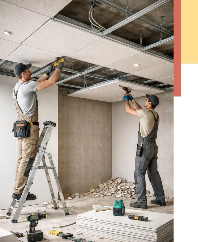 Монтаж акустического потолка в Усть-Лабинске от 6640 руб/м2 — быстро и недорого | ОТДЕЛОЧНИК-Улб