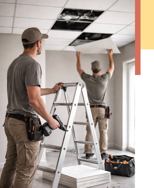 Обслуживание подвесного потолка в Усть-Лабинске от 3576 руб. — быстро и недорого | ОТДЕЛОЧНИК-Улб