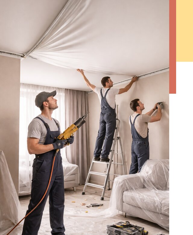 Установка натяжного потолка в Усть-Лабинске от 4597 руб. | Быстро и недорого — ОТДЕЛОЧНИК-Улб