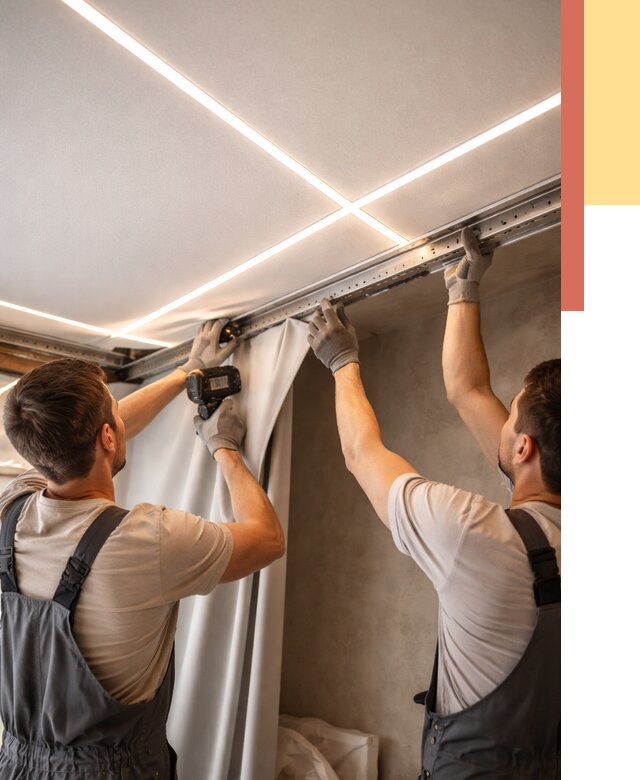 Монтаж натяжного потолка со световыми линиями в Усть-Лабинске от 1226 руб. | ОТДЕЛОЧНИК-Улб