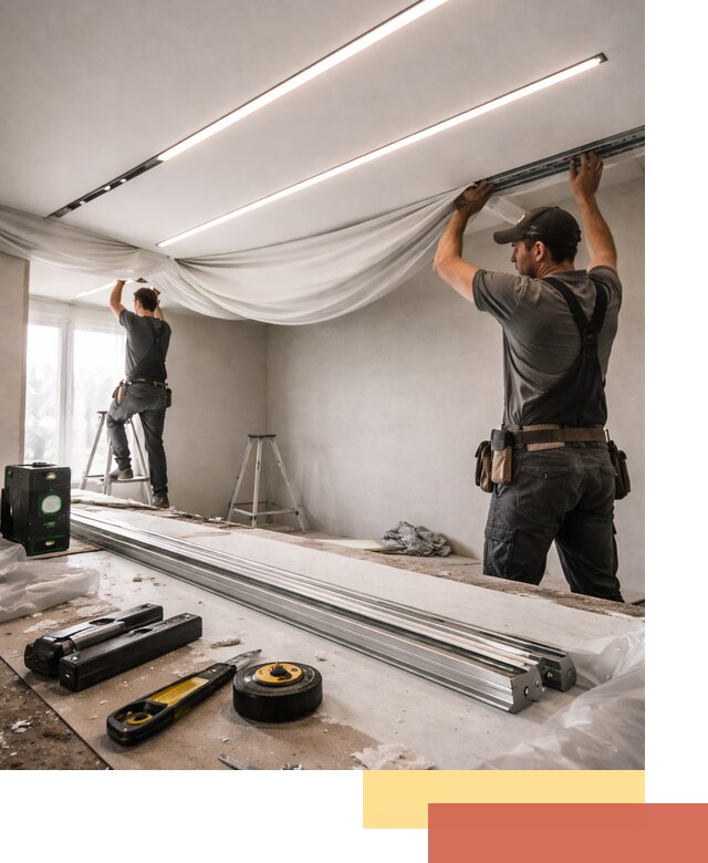 Монтаж натяжных потолков со световыми линиями в Усть-Лабинске