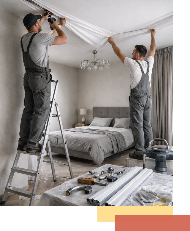 Монтаж натяжного потолка в спальне в Усть-Лабинске