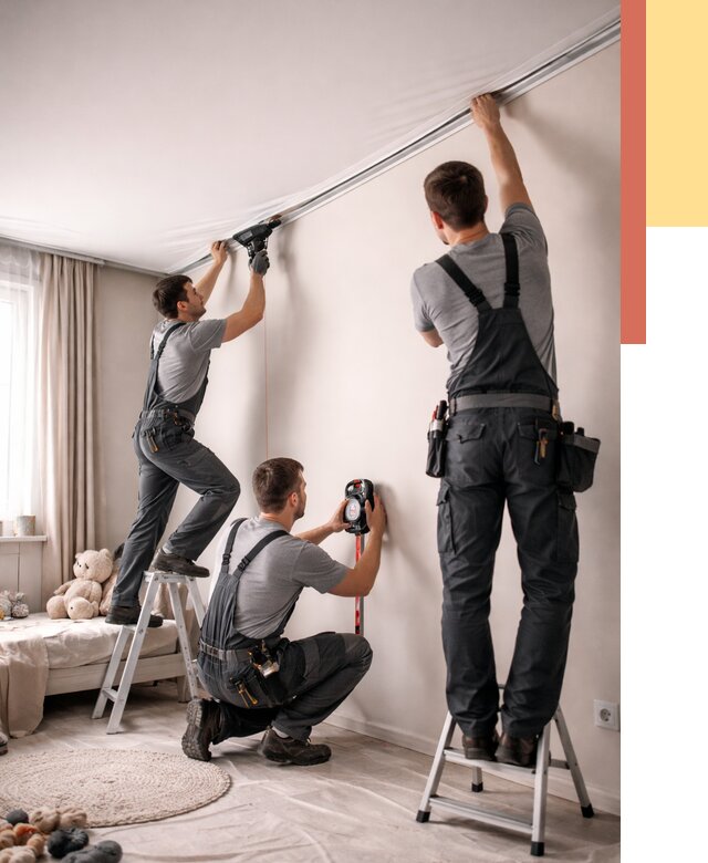 Монтаж натяжного потолка в детской в Усть-Лабинске от 3576 руб. — быстро и недорого | ОТДЕЛОЧНИК-Улб