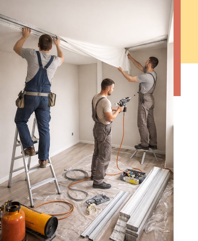 Монтаж натяжного потолка в студии в Усть-Лабинске от 5619 руб. — быстро и недорого | ОТДЕЛОЧНИК-Улб