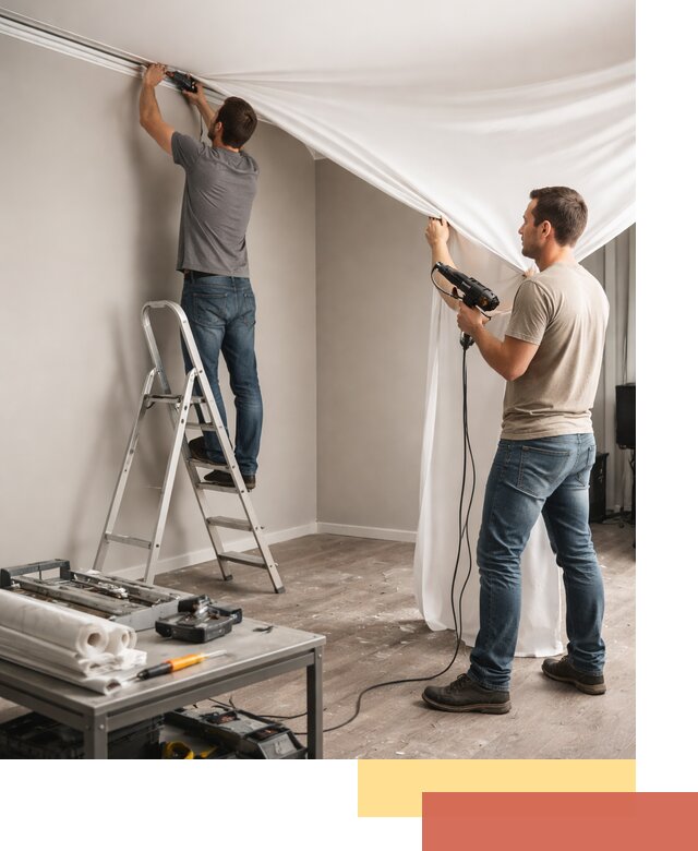 Монтаж натяжного потолка в студии в Усть-Лабинске