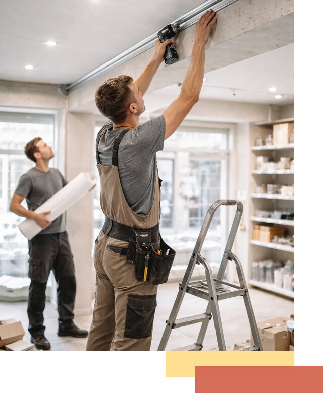 Монтаж натяжных потолков в магазине в Усть-Лабинске