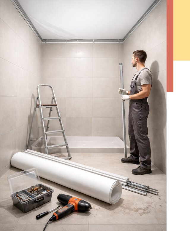 Монтаж натяжного потолка в санузле в Усть-Лабинске от 1890 руб. — ОТДЕЛОЧНИК-Улб