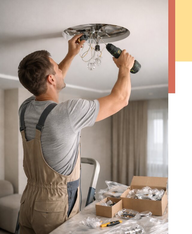 Установка люстры в натяжной потолок в Усть-Лабинске от 1226 руб. | Быстро и недорого — ОТДЕЛОЧНИК-Улб