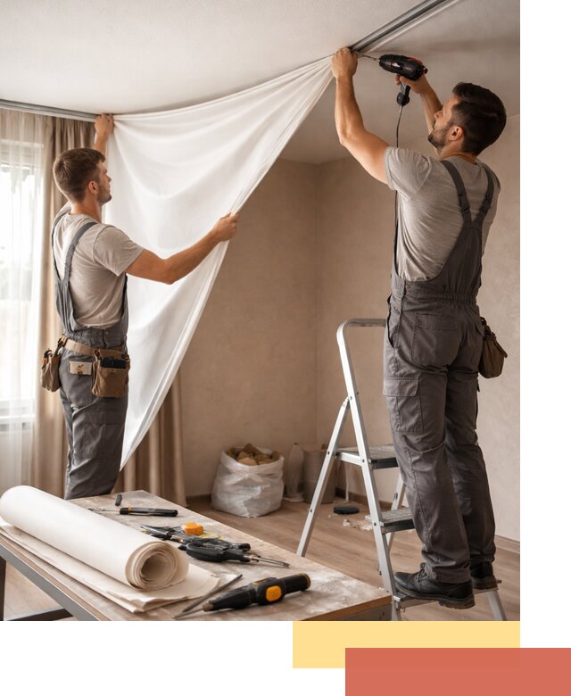 Замена полотна натяжного потолка в Усть-Лабинске быстро и качественно