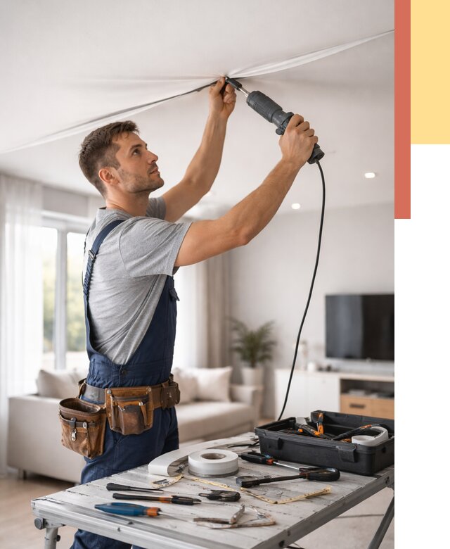 Ремонт натяжных потолков в Усть-Лабинске от 9705 руб. под ключ — ОТДЕЛОЧНИК-Улб