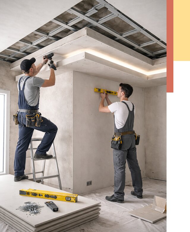 Двухуровневый потолок из гипсокартона в Усть-Лабинске от 1481 руб. под ключ | ОТДЕЛОЧНИК-Улб