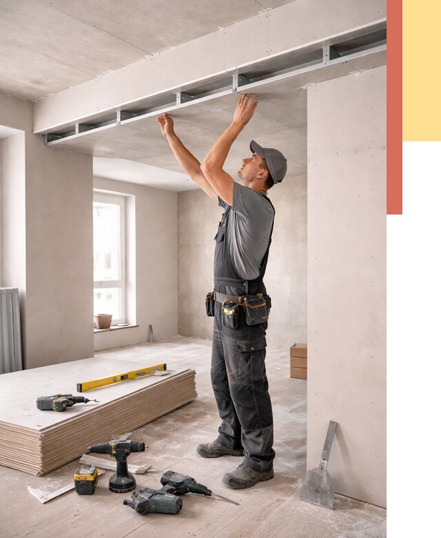 Потолок из гипсокартона с нишей в Усть-Лабинске от 1277 руб. под ключ | ОТДЕЛОЧНИК-Улб