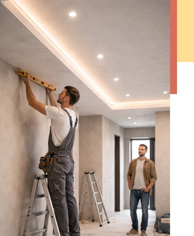 Потолок из гипсокартона с подсветкой в Усть-Лабинске от 766 руб./м2 под ключ | ОТДЕЛОЧНИК-Улб