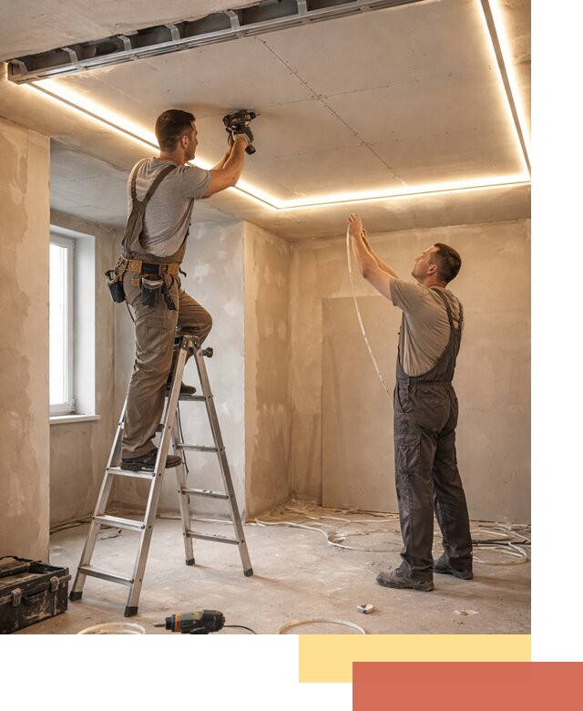 Потолок из гипсокартона с подсветкой в Усть-Лабинске