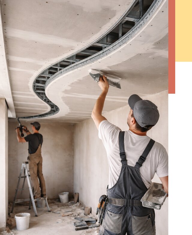 Криволинейный потолок из гипсокартона в Усть-Лабинске от 2145 руб./м2 | ОТДЕЛОЧНИК-Улб