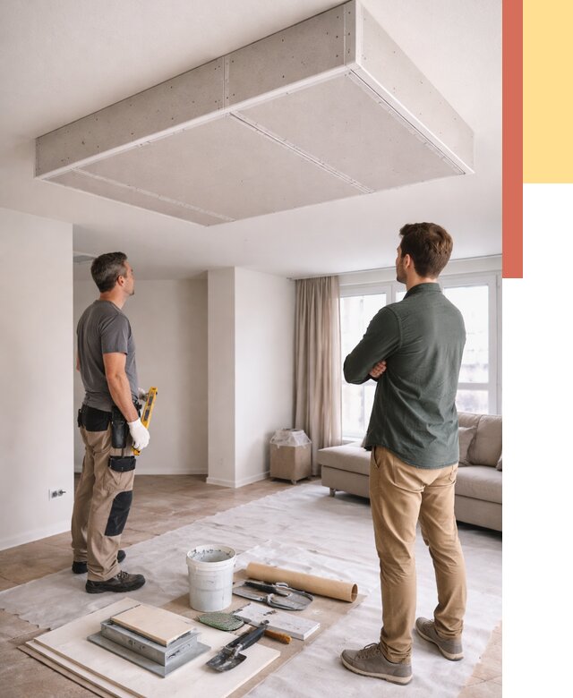 Короб на потолке из гипсокартона в Усть-Лабинске от 2248 руб. — монтаж и услуги под ключ | ОТДЕЛОЧНИК-Улб