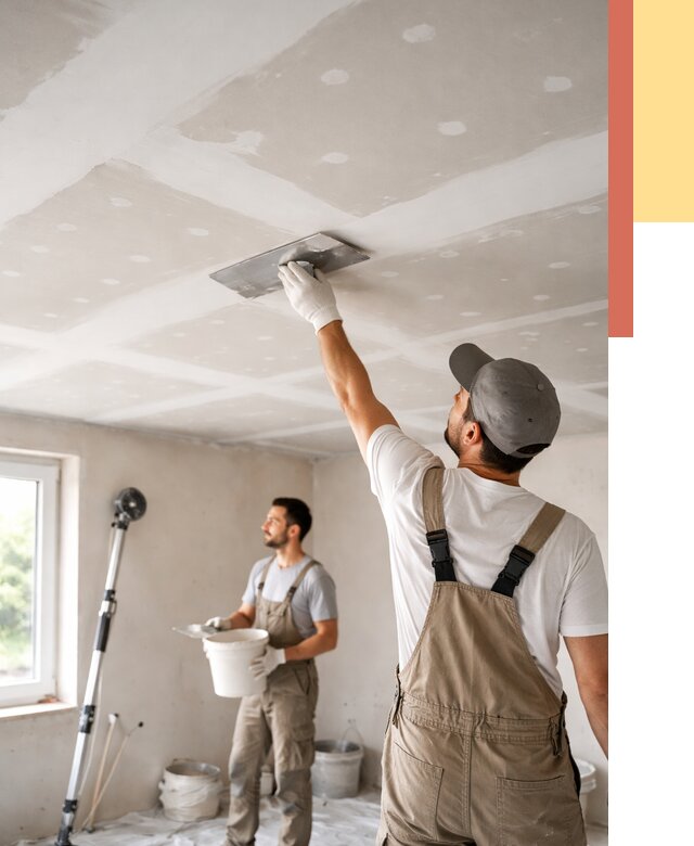 Шпаклевка потолка из гипсокартона в Усть-Лабинске от 3269 руб./м2 — услуги под ключ | ОТДЕЛОЧНИК-Улб