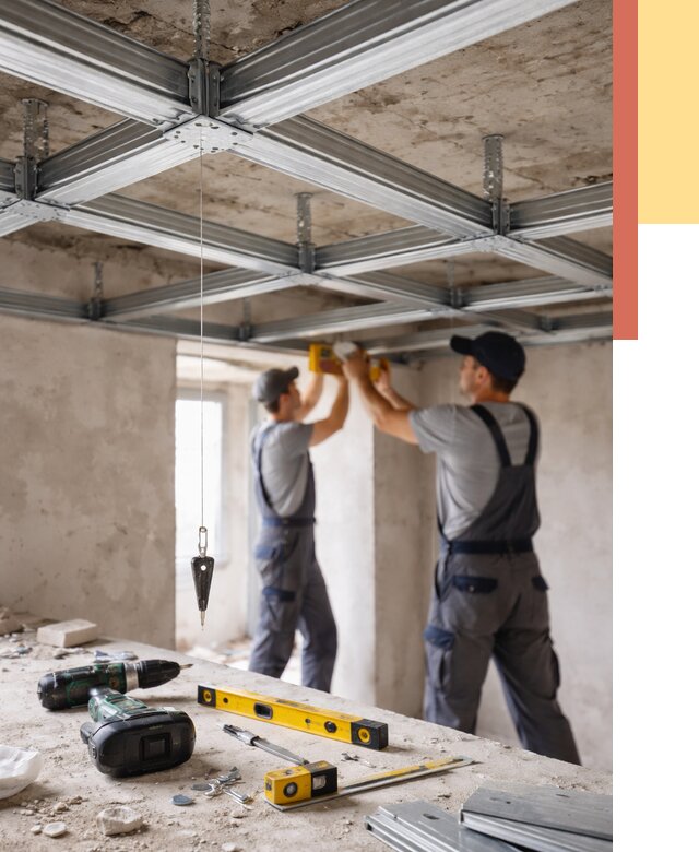 Монтаж каркаса потолка из профиля в Усть-Лабинске от 4597 руб. — услуги ОТДЕЛОЧНИК-Улб
