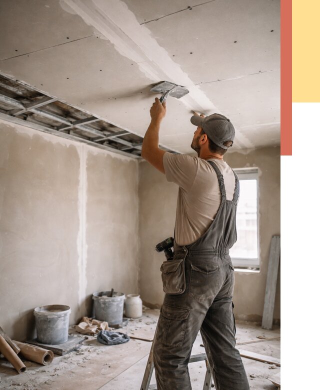 Ремонт потолка из гипсокартона в Усть-Лабинске от 664 руб./м² — быстро и недорого | ОТДЕЛОЧНИК-Улб